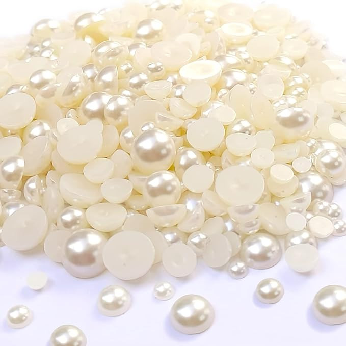 Flatback Pearl Bead for Crafts, 5/6/8/10/12mm Half Pearl Beads for Crafting DIY Accessory, Gem Pe... | Amazon (US)