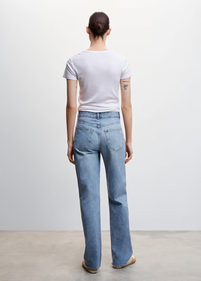 Wideleg mid-rise jeans -  Women | Mango United Kingdom | MANGO (UK)
