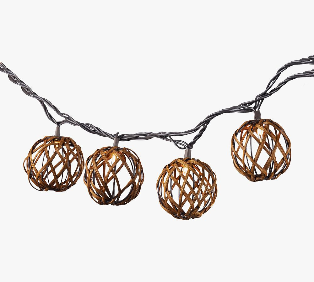 Rattan LED Sphere String Lights | Pottery Barn (US)