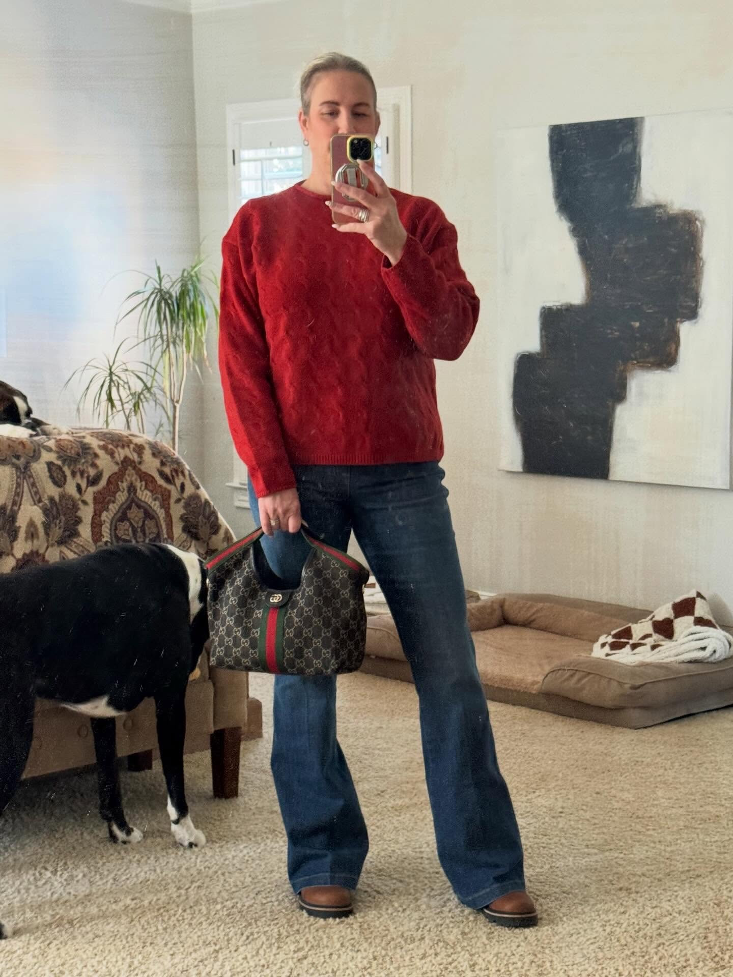 Chilly weather calls for warmer scents and cozy sweaters!  Took my girls to get their ears pierced (triple row and a conch) and I am debating a tattoo!?! Of course we needed to have a yummy lunch! 

Sweater:  Banana Republic (new) 
Jeans: Spanx 
Boots: Sorel (old) 
Bag: Gucci small Giglio 

#casualoutfitideas #sweaterseason #midlifestyle 
Boot cut jeans, roll neck sweaters, Chelsea boots, winter boots, gucci bags, gucci totes, trending bags, womens casual outfits