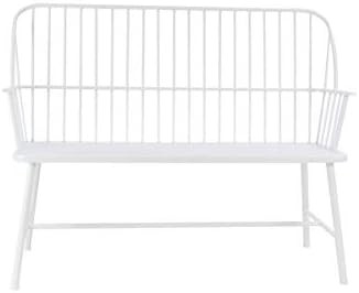 Deco 79 86944 Modern Metal Outdoor Bench, 20" W x 38" H, White | Amazon (US)