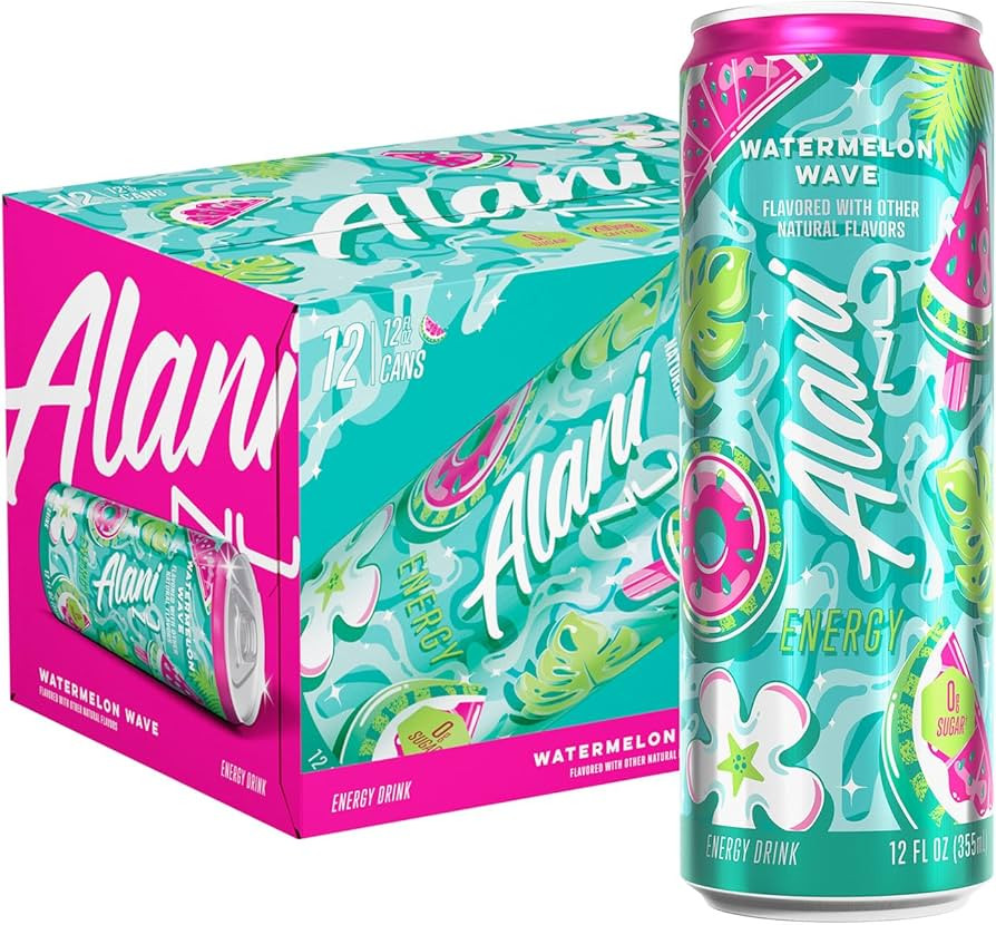 Alani Nu WATERMELON WAVE Sugar Free, Low Calorie Energy Drinks | 200mg Caffeine | Biotin B Vitami... | Amazon (US)