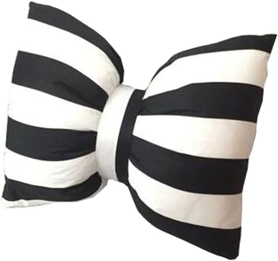 Pillow Case Stripe Cotton Bow Pillow Car Neck Pillow Sofa Office Waist Pillow Detachable Wash (S,... | Amazon (US)