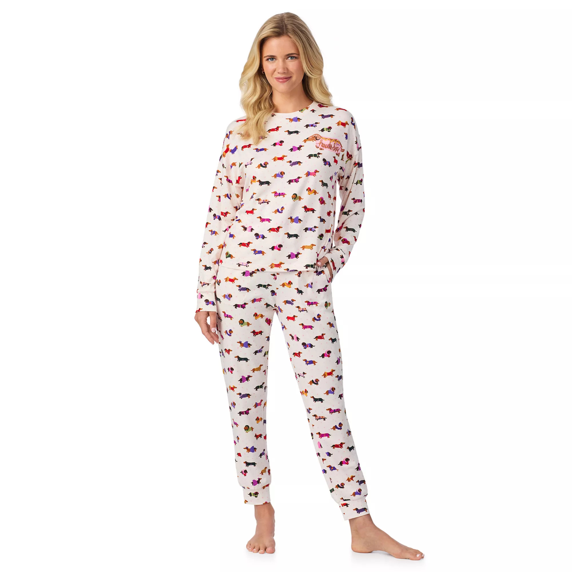 Women's Beauty Sleep Social 2-pc. Cozy Long Sleeve Henley Pajama Top & Pajama Joggers Set | Kohl's