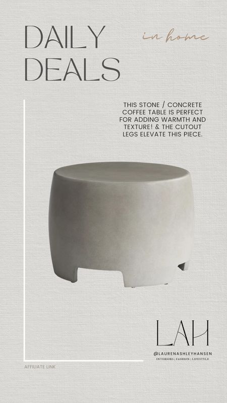 How pretty is this concrete stone drum coffee table! I love that is can be styled either indoors or outdoors, and it’s the perfect organic piece to add texture to your home! 

#LTKSaleAlert #LTKStyleTip #LTKHome