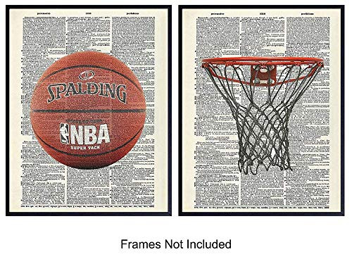 Basketball Wall Art Prints on Dictionary Photo - Set of 2 Ready to Frame (8x10) Vintage Photos - ... | Amazon (US)