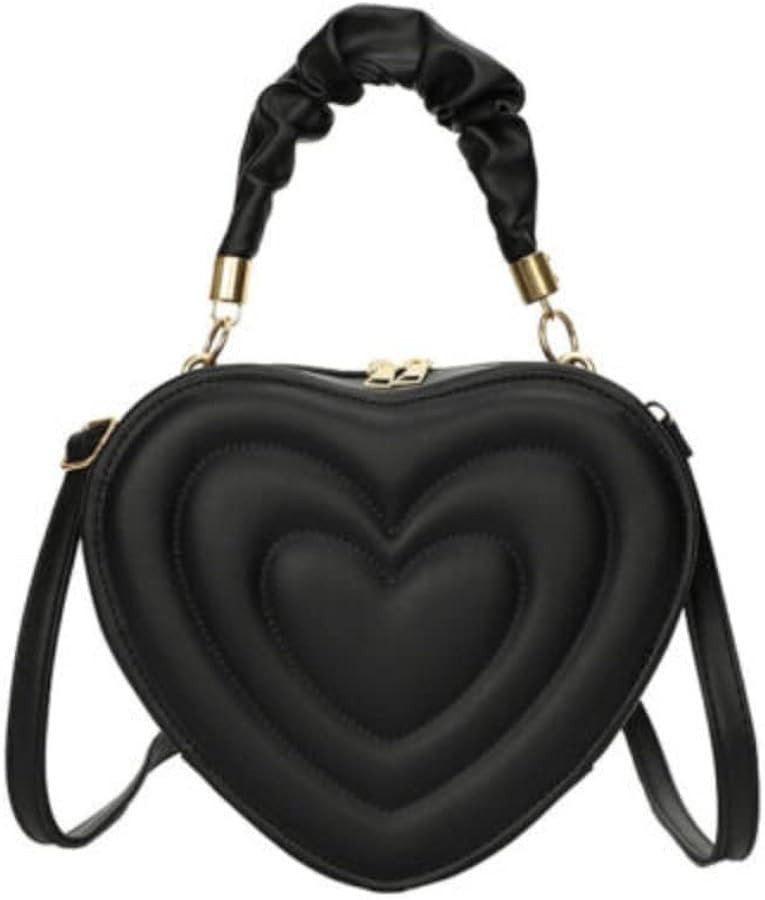 Womens Love Heart Shape Shoulder Small Handbags Crossbody Leather Handle Bags | Amazon (US)