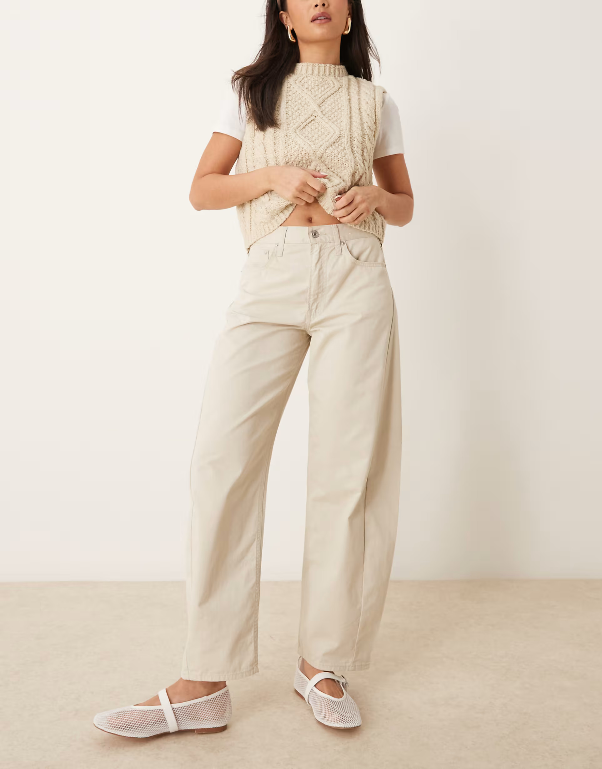 Abercrombie & Fitch barrel balloon pant in cream | ASOS (Global)