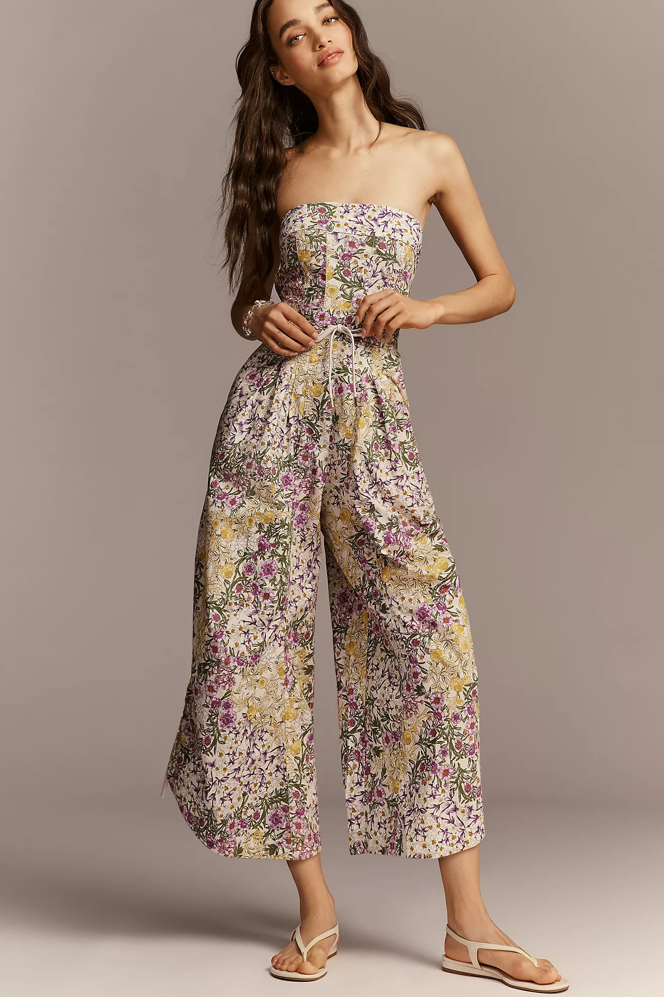By Anthropologie Strapless Printed Parachute Jumpsuit | Anthropologie (US)