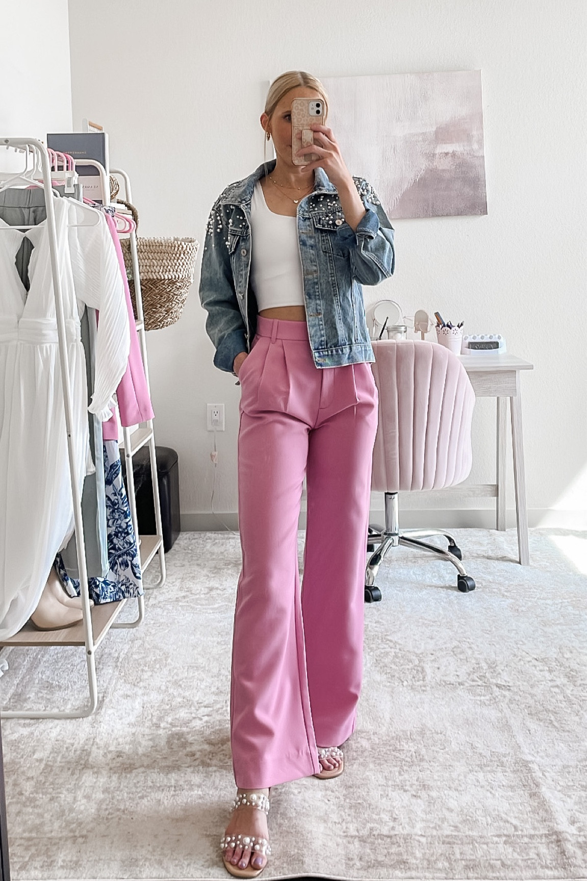 Pearl denim jacket outfit! This would be such a cute Taylor Swift concert outfit idea! Wearing an XS in the pearl denim jacket and a 24 regular in the pink trousers

Pearl denim jacket, pearl jacket, pearl jean jacket, bride jean jacket, custom jean jacket, pearl outfit, fitted trousers, work pants, trouser outfit, how to style trousers, casual trouser outfits, pink pants, pink trousers, abercrombie tailored trousers, abercrombie trousers  #abercrombietrousers #pearldenimjacket #pearljacket

#LTKSeasonal #LTKFind #LTKstyletip