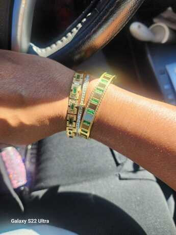 1 Pc Retro Gold Color Bracelets For Women Teen Girls Green  Elegant Cuff Bracelets Daily Party Je... | SHEIN