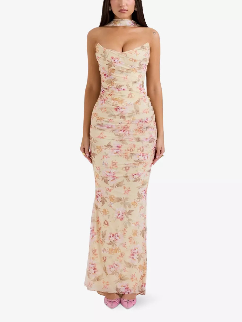 Hallie strapless floral-print stretch-woven corset | Selfridges