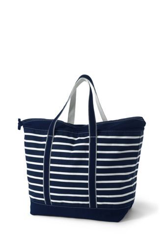 Extra Large Print Zip Top Canvas Tote Bag | Lands' End (US)