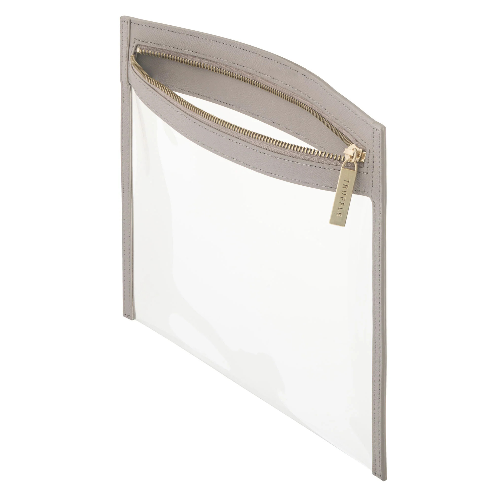 Clarity Clutch Large - Large Clutch | Large Flat Makeup Bag | Truffle | TRUFFLE