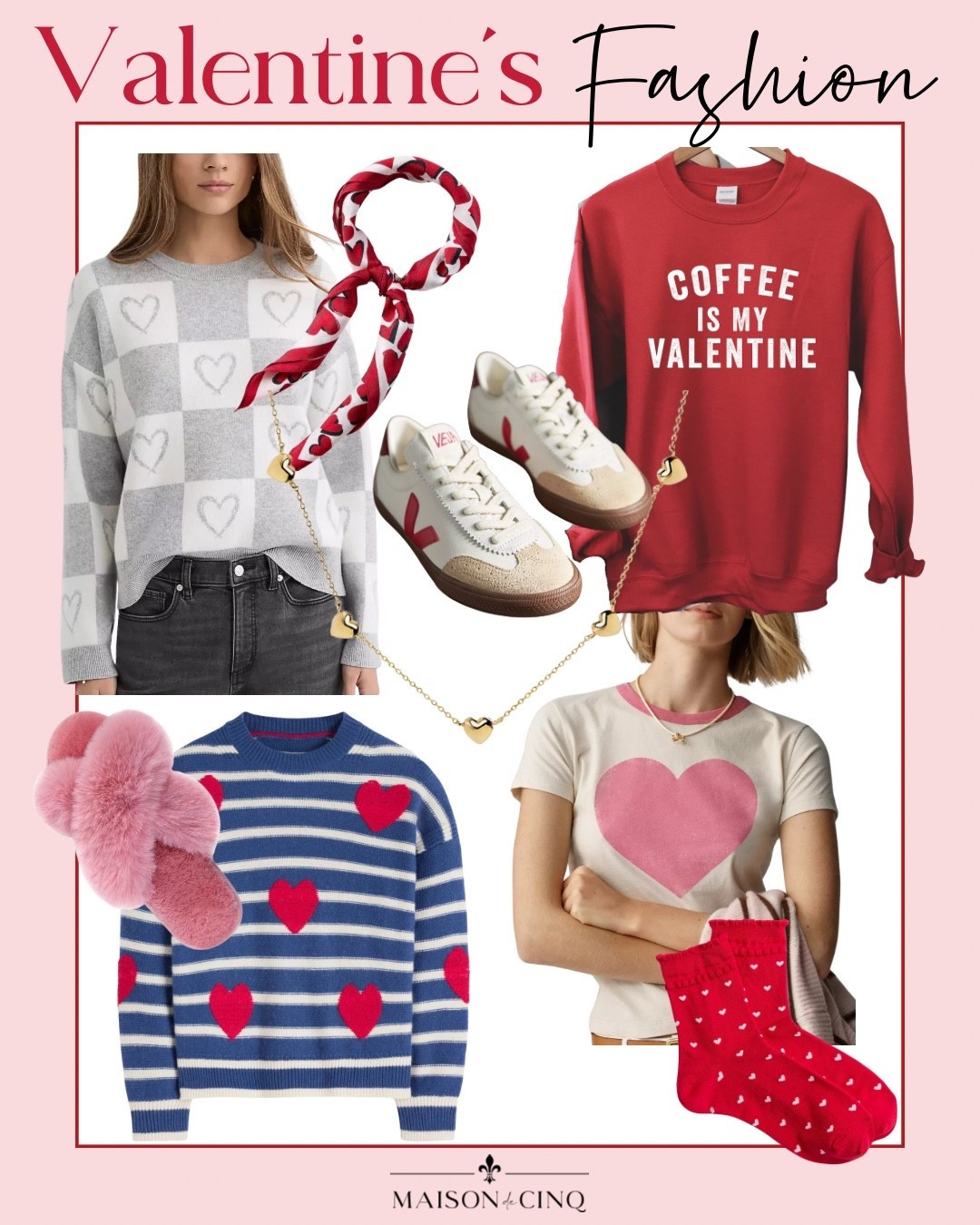 Share the love with cute Valentine’s fashion, like a heart sweater, or cute sneakers, cozy socks and slippers, or necklace


sweatshirts, t-shirts, heart theme, gift ideas

#LTKValentine #LTKSaleAlert