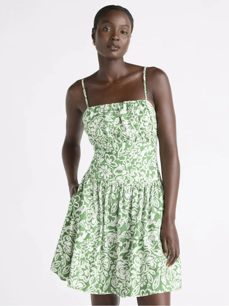 Free Assembly Women's Linen Mini Dress, Sizes XS-XXL | Walmart (US)