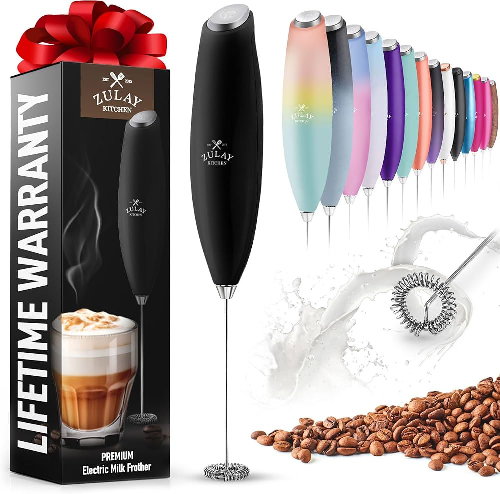 Zulay Kitchen Milk Frother Wand Drink Mixer - Durable Handheld Milk Frother Electric Whisk - Easy... | Amazon (US)