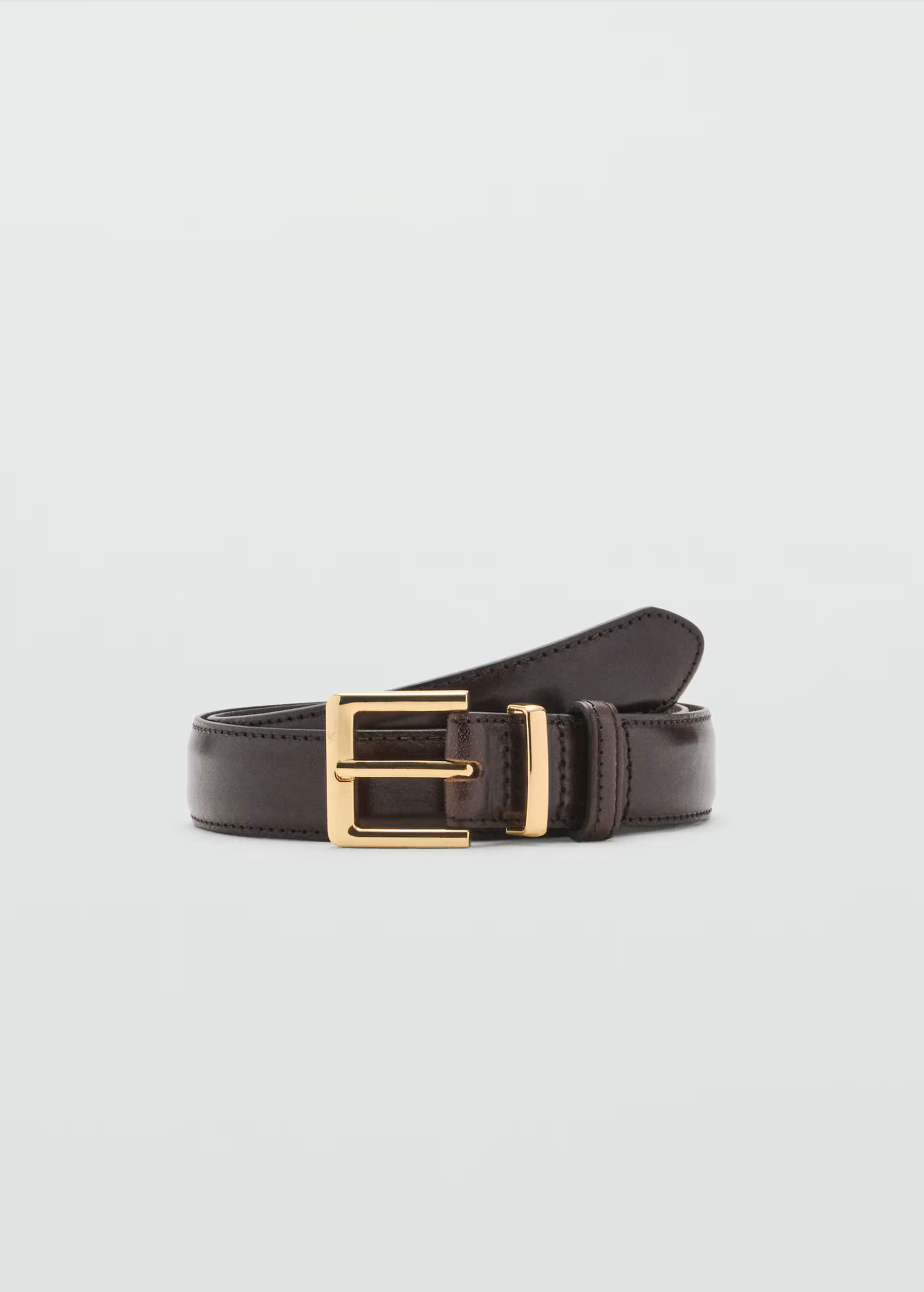 Mango classic leather belt in dark brown | ASOS (Global)