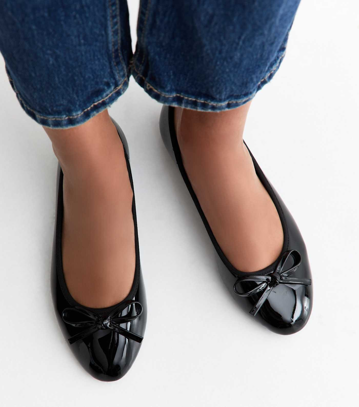 Black Patent Faux Leather Ballet Pumps | New Look | New Look (UK)