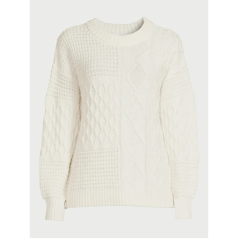Time and Tru Women's Mixed Stitch Sweater, Midweight, Sizes XS-XXXL | Walmart (US)