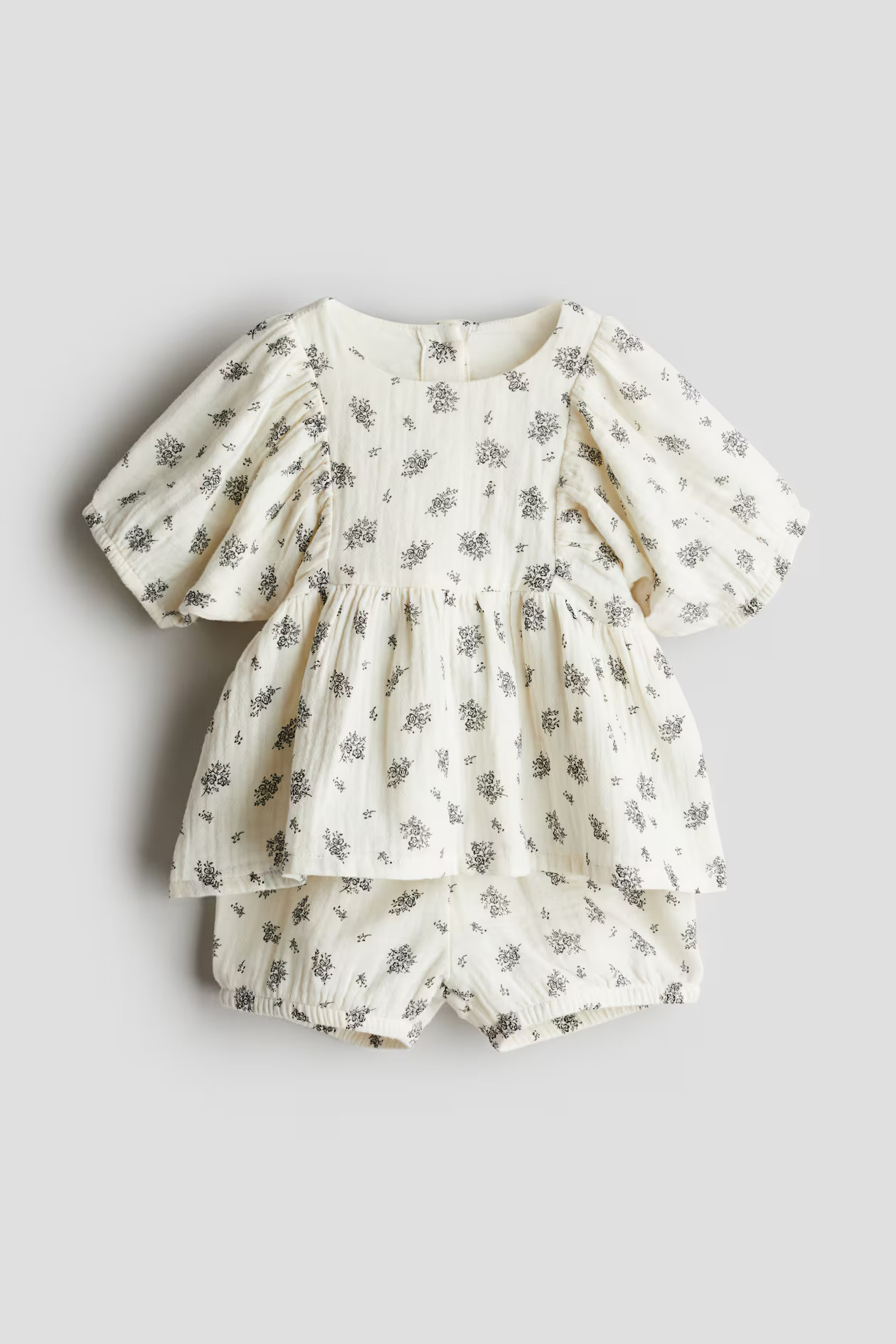 2-piece Patterned Muslin Set - White/floral - Kids | H&M CA | H&M (US + CA)