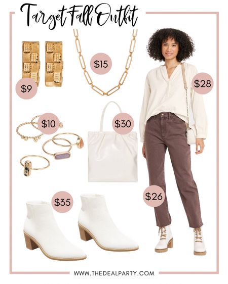 Target Fall Outfit | Target Fall Fashion | Fall Pants | Jeans | Fall Booties | White Booties 

#LTKunder50 #LTKstyletip #LTKSeasonal