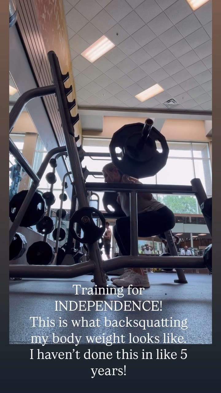 Training for INDEPENDENCE! 
This is what backsquatting  my body weight looks like. 
I haven’t done this in like 5 years!

#LTKfitnessgoals #LTKmorningroutine #LTKActive