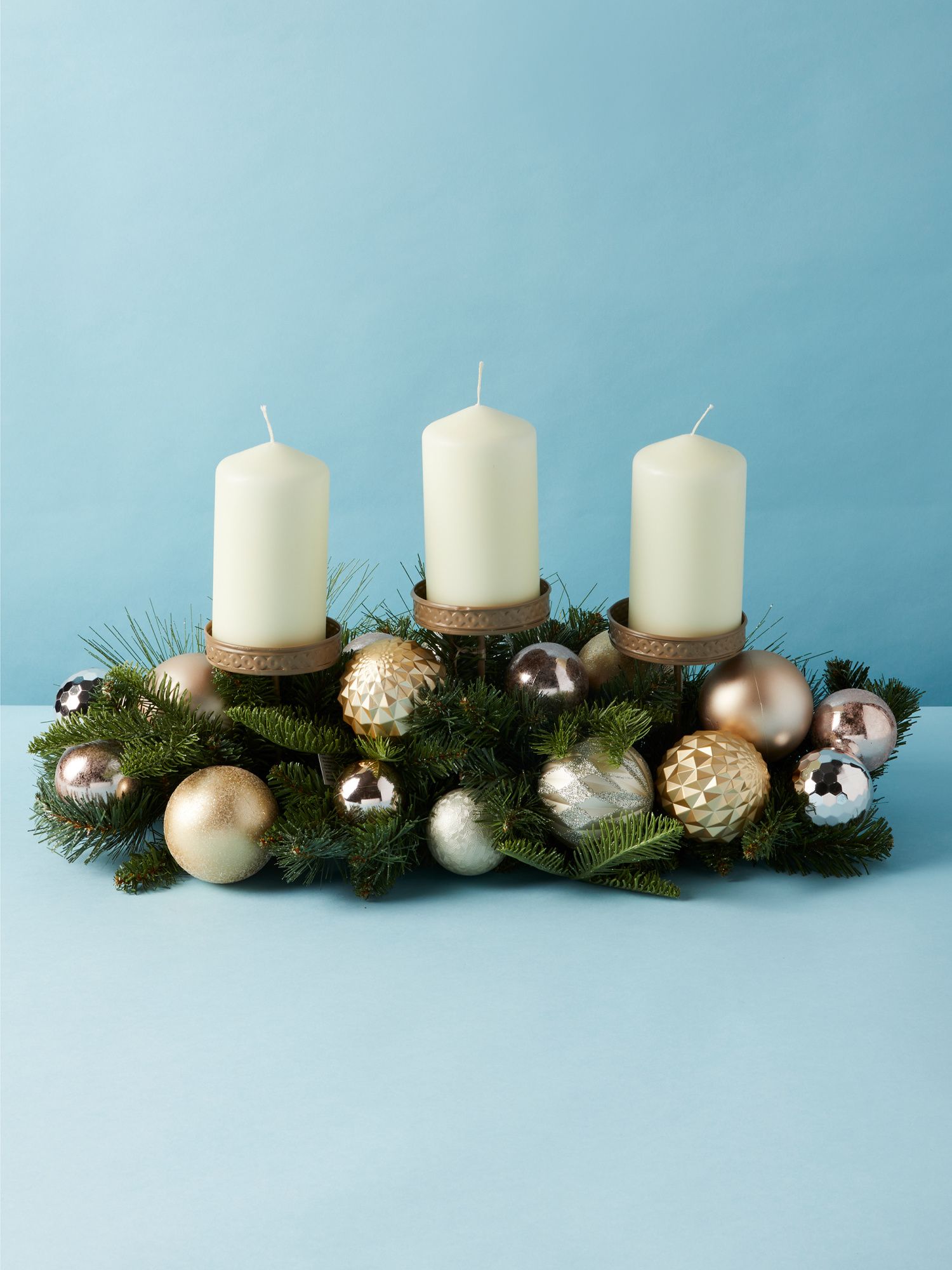 24in Faux Pine Centerpiece With Ornaments | Seasonal Decor | HomeGoods | HomeGoods