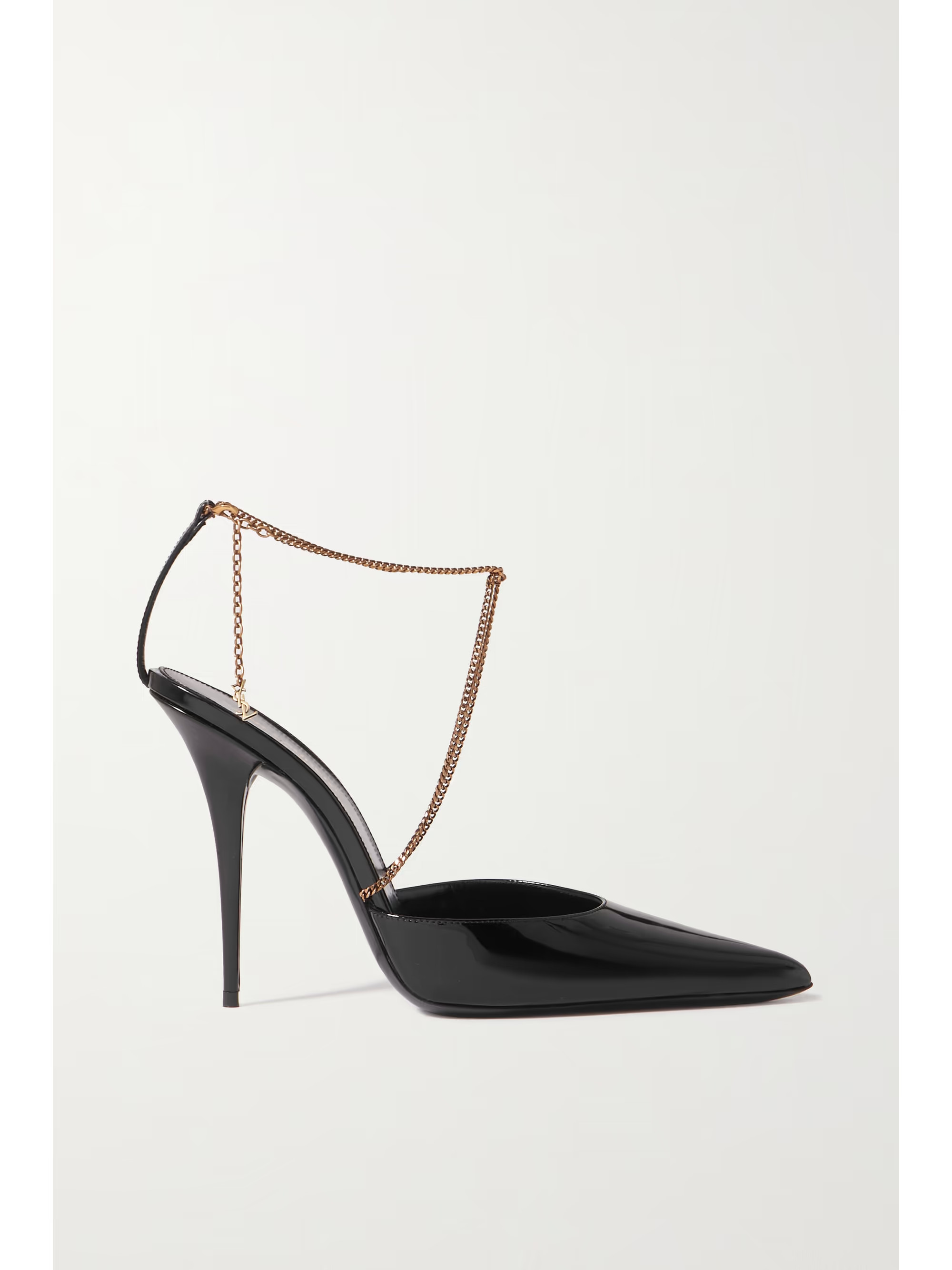 Black Claw chain-embellished patent-leather pumps | SAINT LAURENT | NET-A-PORTER | NET-A-PORTER (US)