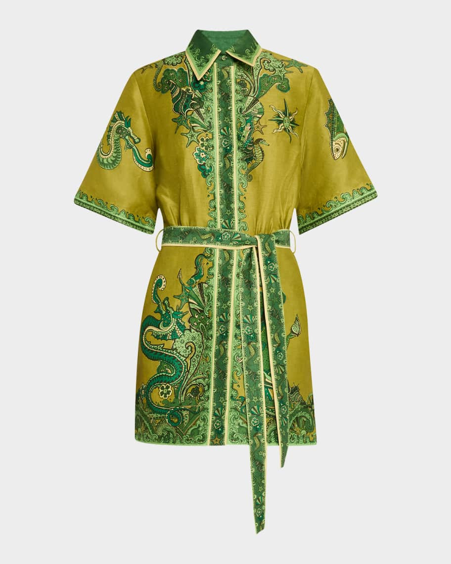 ALEMAIS Solaris Belted Kimono-Sleeve Mini Shirtdress | Neiman Marcus