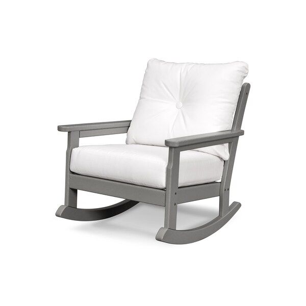 POLYWOOD Vineyard Outdoor Deep Seating Rocking Chair - slate grey/natural | Bed Bath & Beyond