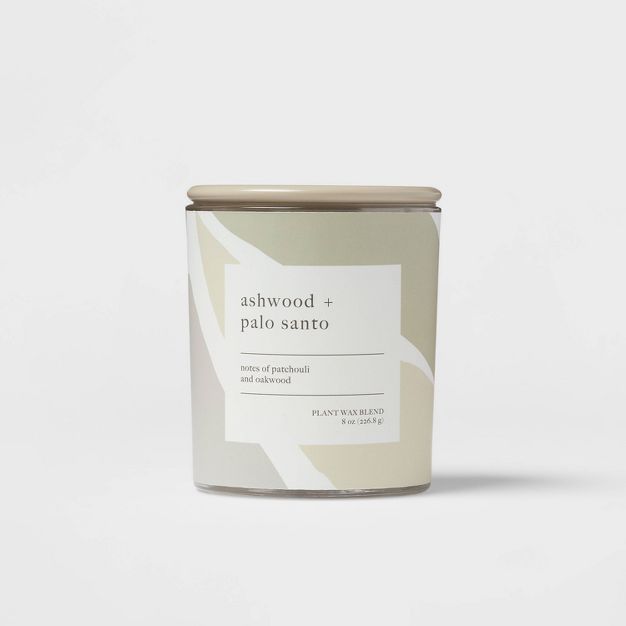 8oz Lidded Glass Candle Ashwood & Palo Santo Tan - Threshold™ | Target