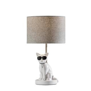 Simplee Adesso Sunny 18 in. White Ceramic with Brushed Steel Neck Table Lamp SL3707-02 - The Home... | The Home Depot