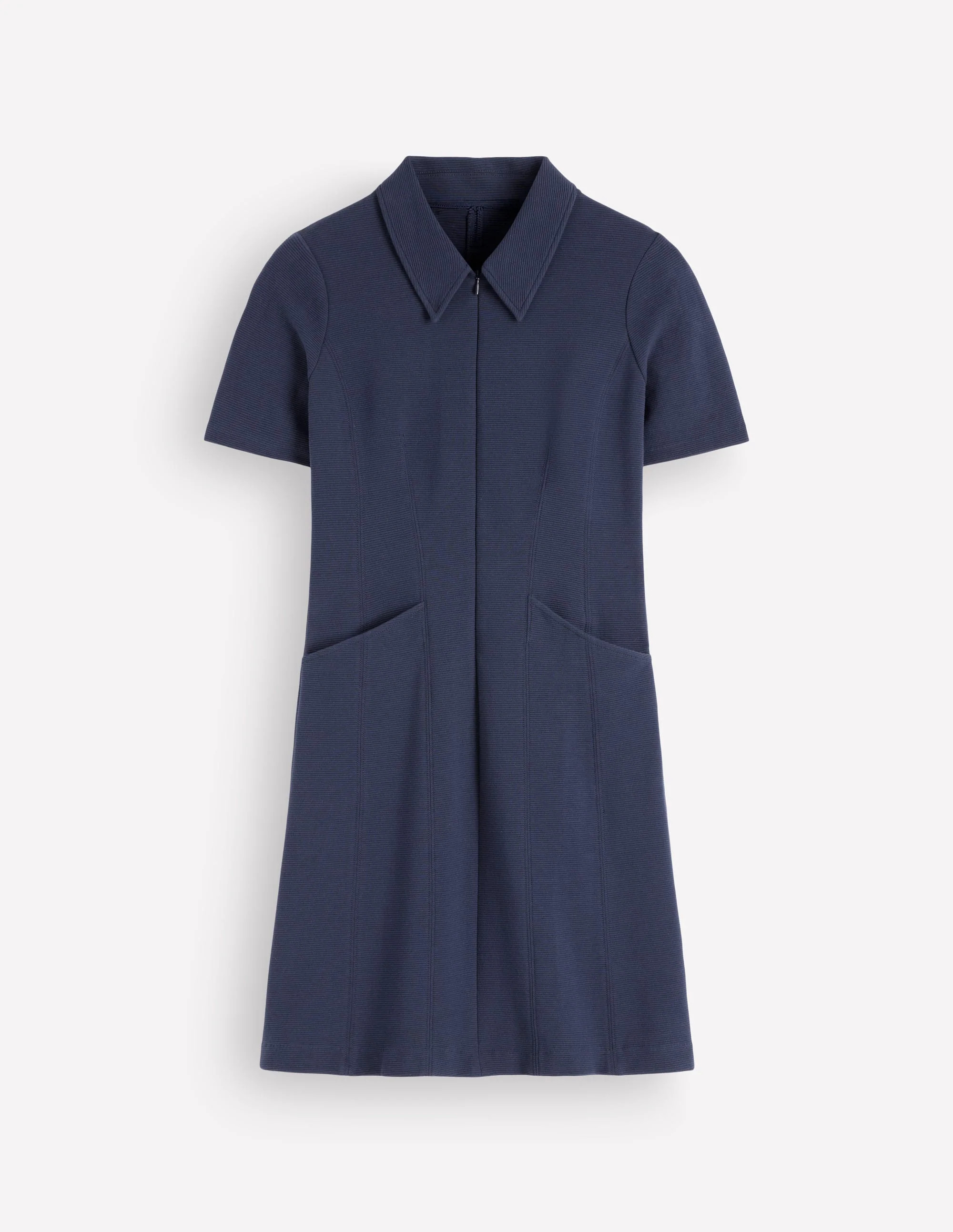 Nia Short Sleeve Ottoman Dress-Navy | Boden UK