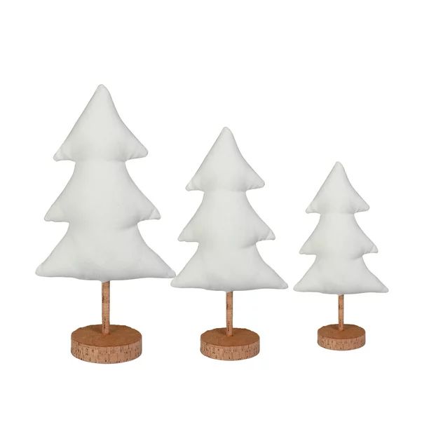 Holiday Time Christmas White Fabric Tree Table Top Decorations, Set of 3 | Walmart (US)