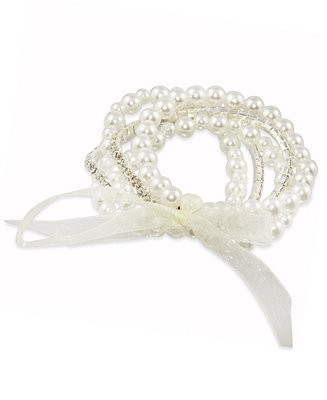Macy'sSet Of 5 Imitation Pearl and Crystal Stretchy Bracelets | Macy's