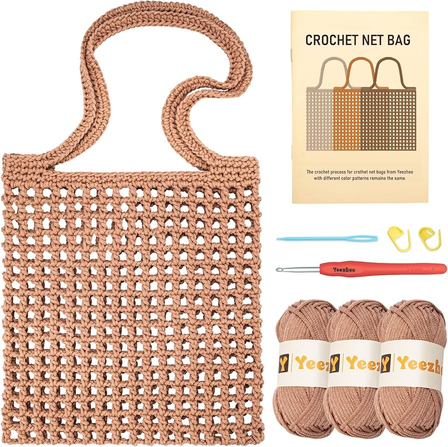 Yeezhee Crochet Kit for Beginners, Crochet Beach Tote Bag Starter Kit with Step-by-Step Video Tut... | Amazon (US)