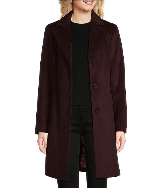 Single Breasted Button Front Wool Cashmere Blend Reefer Coat | Dillard's