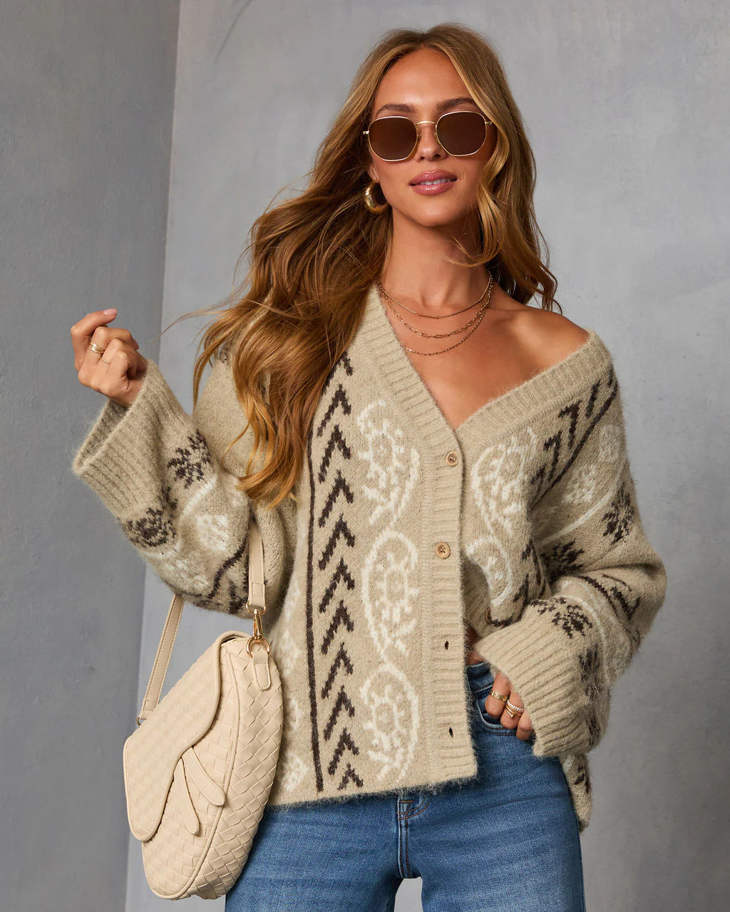 Oat Loop  Abstract Print Cardigan | VICI