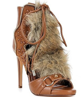 Azalea Wang Shainy Faux Fur Lace Up Shooties - 6 | Dillard's