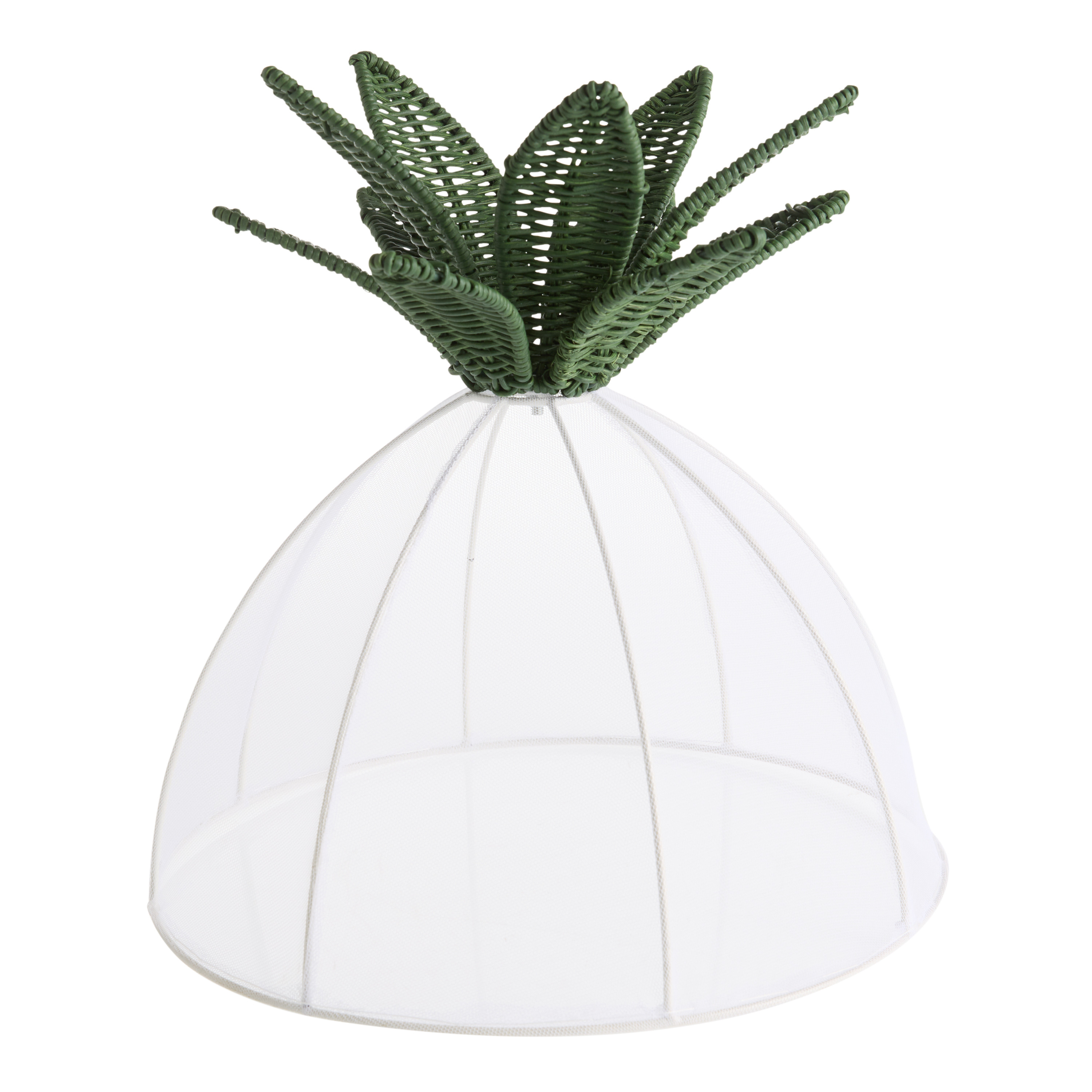 White and Green Faux Rattan Pineapple Mesh Food Dome | World Market
