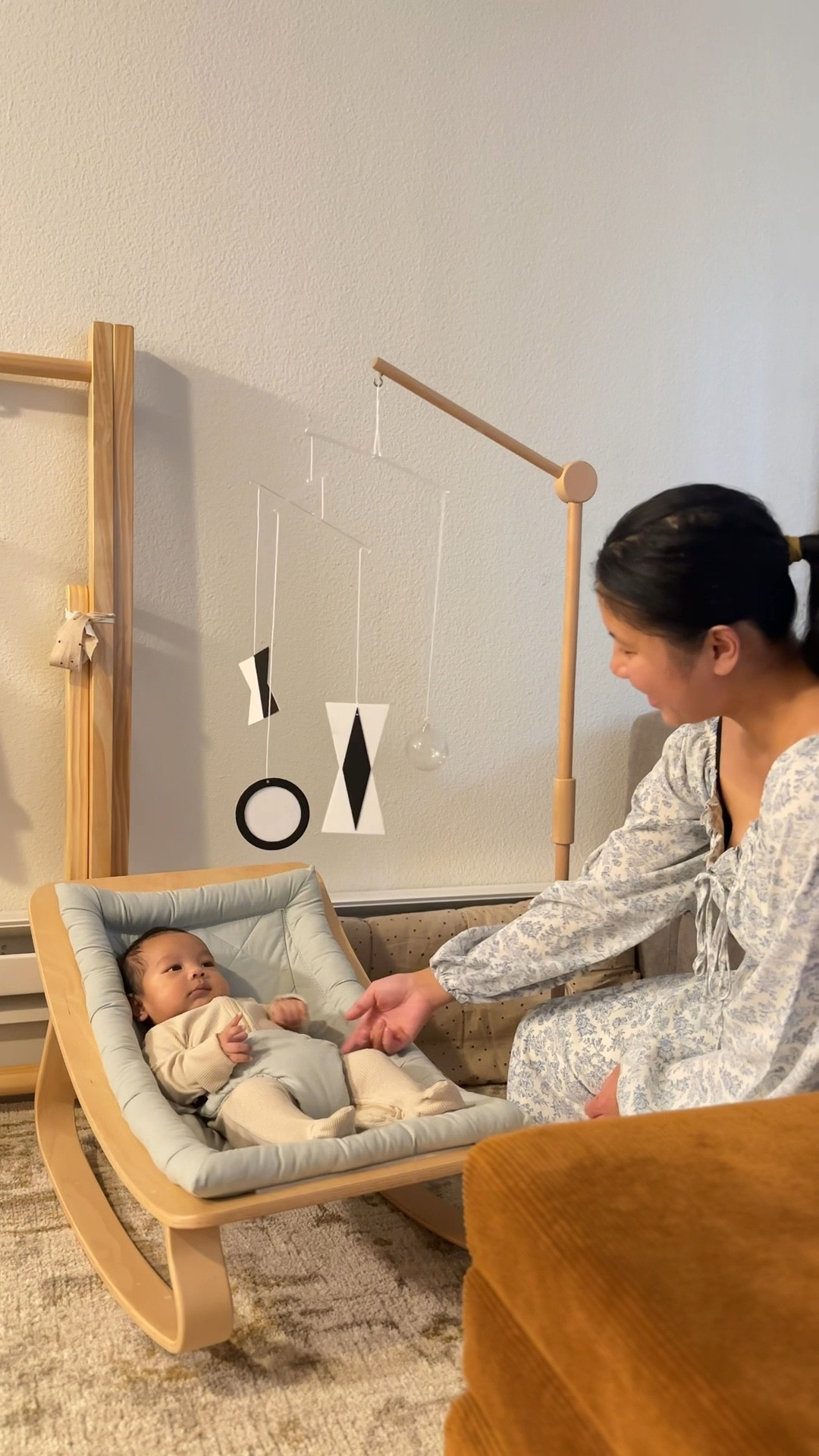 Play time and how we set up our newborns mobiles from @Peariwinkle | Baby
Montessori 💜🍐✨
I love seeing my sweet
Everett interact and enjoy his Octahedron and Munari mobile ☺️ These are designed to support his early visual progression and engage with the world around him 🩵 setting up the mobile's is all about balance and it's interestingly fun trying to get the right balance while setting them up 😆

 #montessori #montessoriactivities

#LTKHome #LTKVideo #LTKBaby