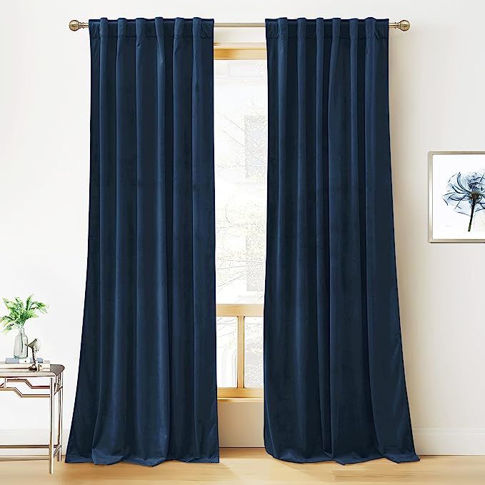 RYB HOME Velvet Curtains - Blackout Curtains for Living Room,Thermal Insulated Noise Reducing Pan... | Amazon (US)