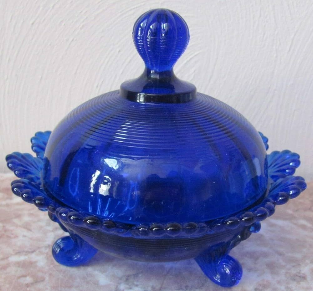 3 Footed Covered Candy Dish - American Made - Mosser Glass (Cobalt Blue) | Amazon (US)