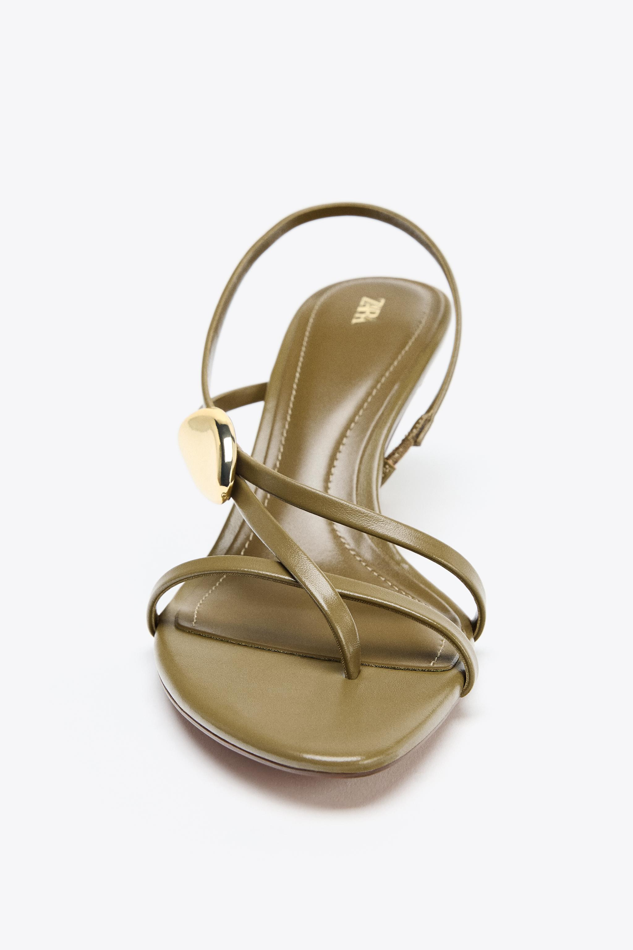 HEELED SANDALS WITH STRAPS AND METAL DETAIL | Zara UK