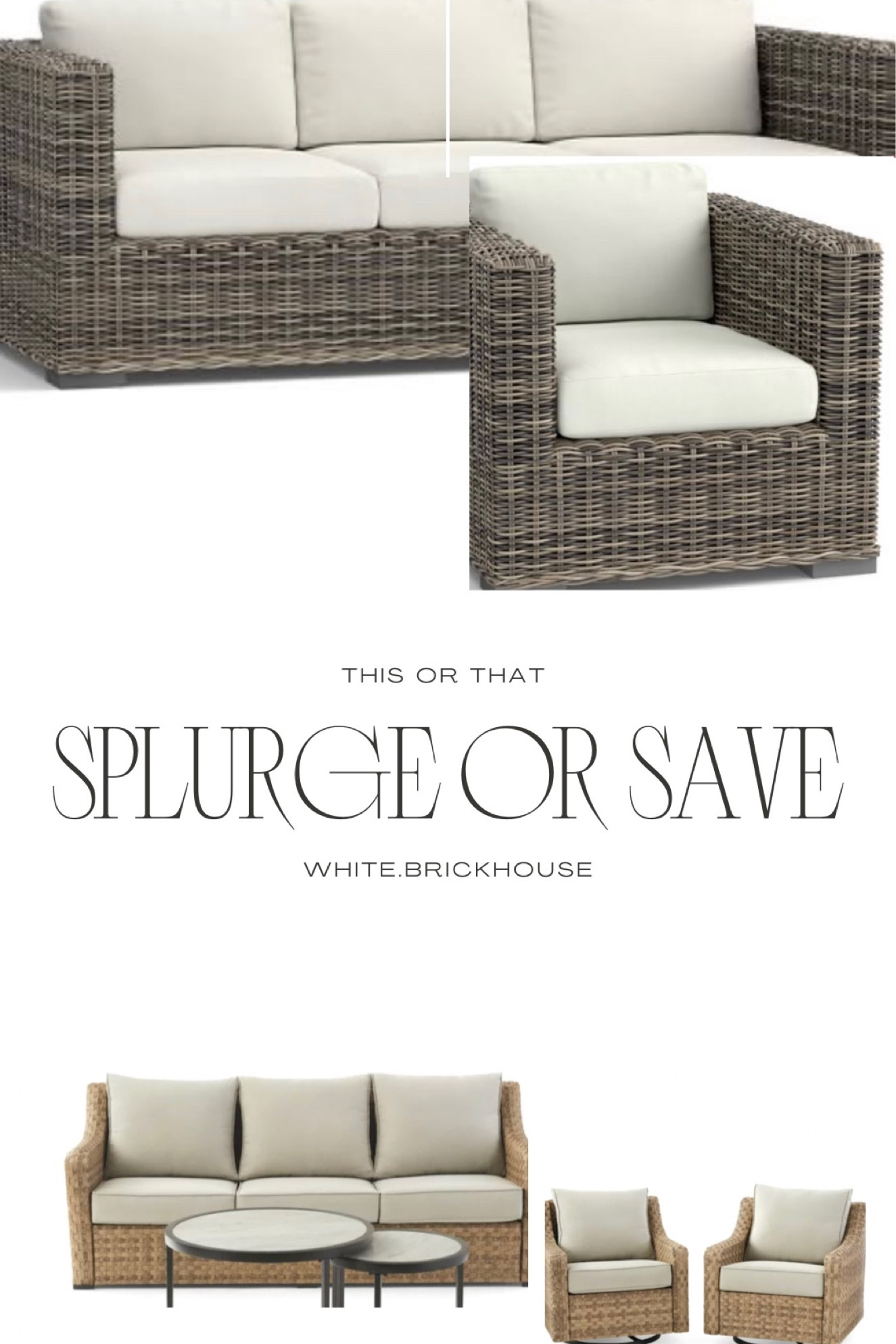 Splurge or save
Potterybarn. Walmart. Outdoor patio
Outdoor living. Dupes

#LTKFind #LTKhome #LTKSeasonal