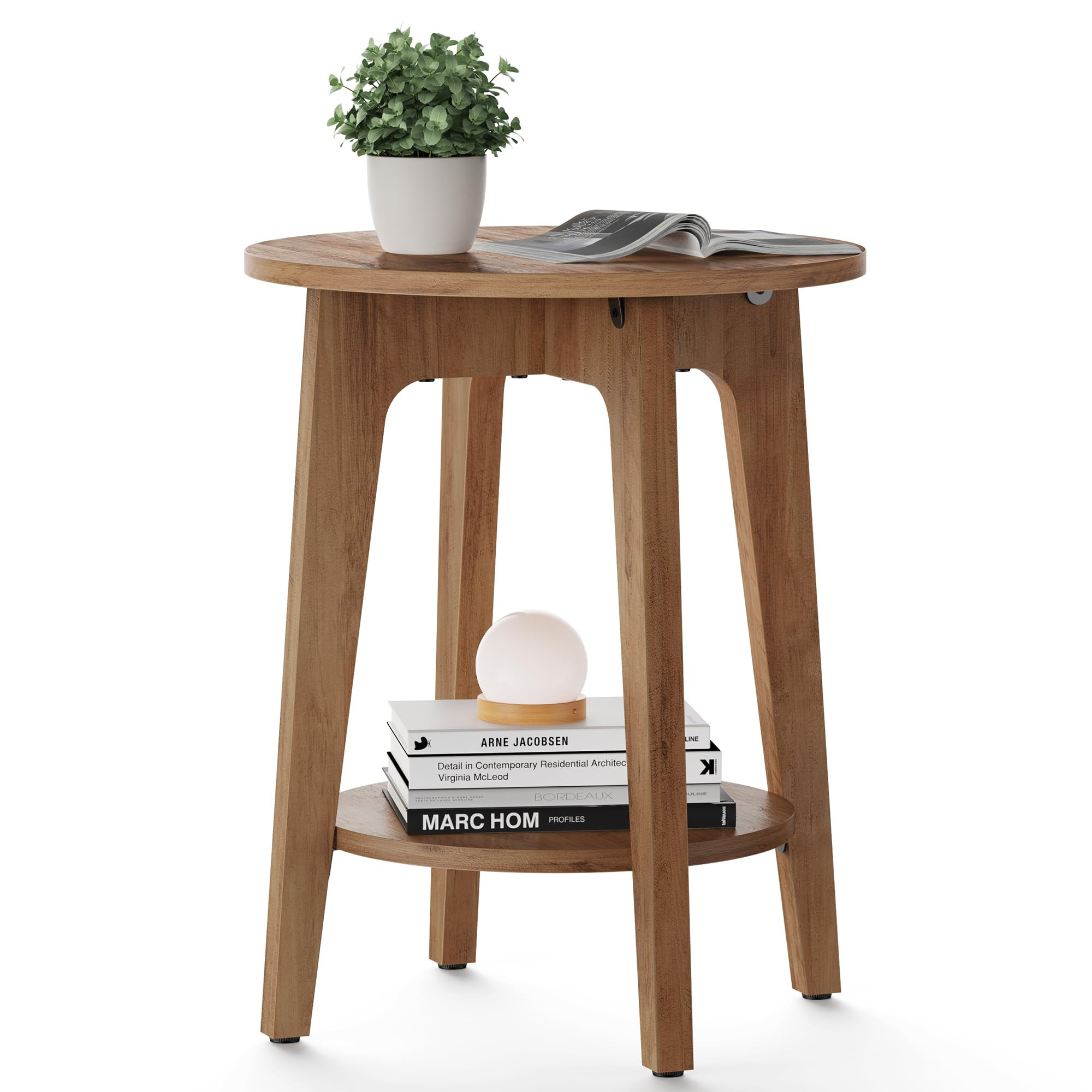 VASAGLE Side Table, Small Round End Table with Lower Shelf, Nightstand for Small Spaces, Living R... | Amazon (US)