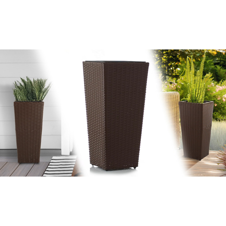 Casafield (Set of 2) All-Weather Outdoor Planters with Liners - Espresso, Tall Tapered Plant Boxe... | Walmart (US)