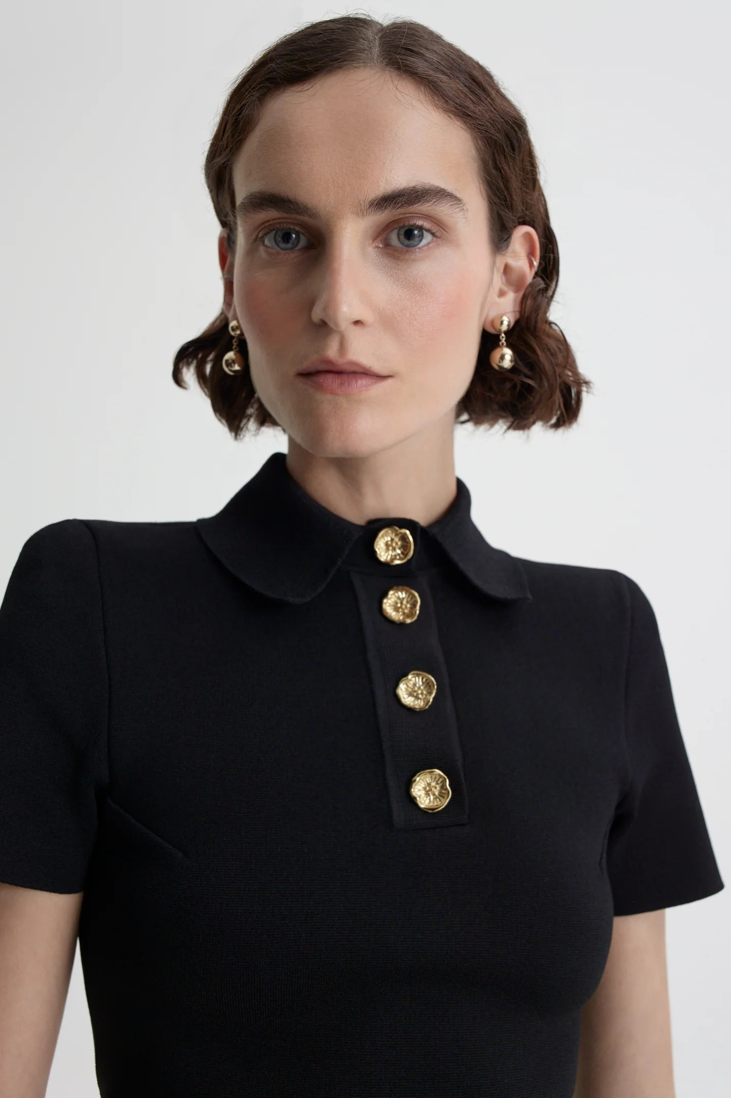 CREPE KNIT POPPY SHIRT - BLACK - Scanlan Theodore | Scanlan Theodore AU