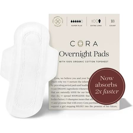 Cora Organic Pads | Ultra Thin Period Pads with Wings | Overnight Absorbency | Ultra-Absorbent Sanit | Walmart (US)